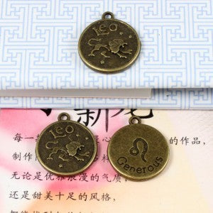 18mm Leo Zodiac Round Alloy Charm Pendant