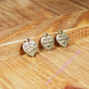 Alloy Heart Charm Pendant 12x10mm