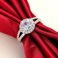 European Luxury Zircon Faux Diamond Couple Ring For Proposal Engagement Birthday Gift Jewelry view 2