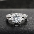 European Luxury Zircon Faux Diamond Couple Ring For Proposal Engagement Birthday Gift Jewelry view 4