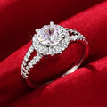 European Luxury Zircon Faux Diamond Couple Ring For Proposal Engagement Birthday Gift Jewelry view 1