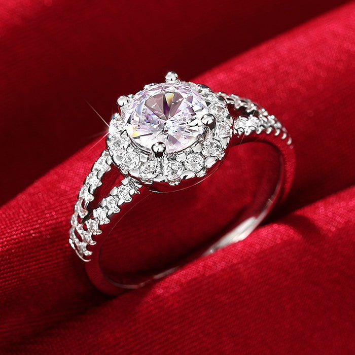 European Luxury Zircon Faux Diamond Couple Ring For Proposal Engagement Birthday Gift Jewelry