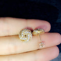 Micro Pave Zircon Round Bead Stud Earrings For Women, Minimal Vintage Palace Style Ear Jewelry view 4