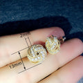 Micro Pave Zircon Round Bead Stud Earrings For Women, Minimal Vintage Palace Style Ear Jewelry view 5