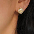Micro Pave Zircon Round Bead Stud Earrings For Women, Minimal Vintage Palace Style Ear Jewelry view 3