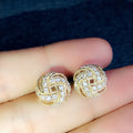 Micro Pave Zircon Round Bead Stud Earrings For Women, Minimal Vintage Palace Style Ear Jewelry view 2