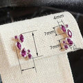 Cute Geometric Small Flower Zircon Stud Earrings With Delicate Teardrop Shape For Women view 4
