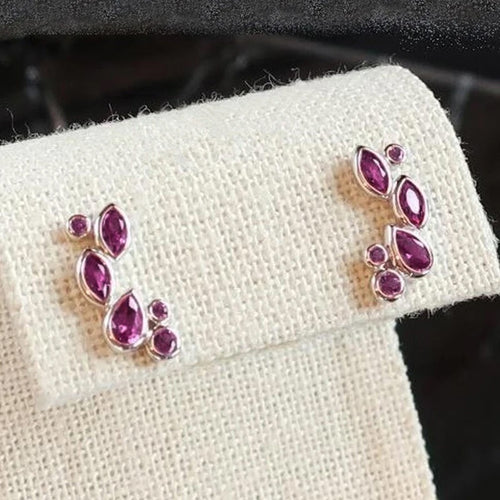 Cute Geometric Small Flower Zircon Stud Earrings With Delicate Teardrop Shape For Women