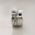 Wide Vintage Rose Layered Index Finger Ring, Cross Border Antique Silver Fashion Jewelry For Women view 4