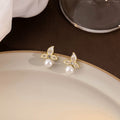 Elegant Silver Needle Round Zircon Pearl Camellia Flower Studs For Women Luxury Geometric Earrings view 3