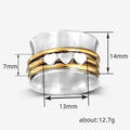 Vintage Punk Engraved Wide Band Ring Two Tone Finger Ring With Three Heart Accents view 5