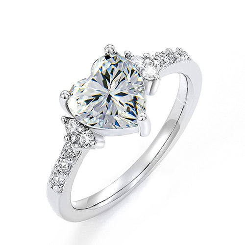 Women's Elegant Heart Shape Ring, Fashion Bridal Wedding Proposal Copper Jewelry
