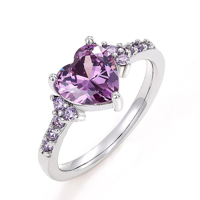 Women's Elegant Heart Shape Ring, Fashion Bridal Wedding Proposal Copper Jewelry