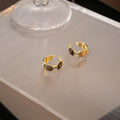 French Luxury Vintage Square Enamel Hoop Huggies With Zircon Rhinestone Accents For Women Earrings view 3