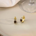 French Luxury Vintage Square Enamel Hoop Huggies With Zircon Rhinestone Accents For Women Earrings view 2