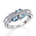 Japanese Romantic Sweet Double Layer Geometric Ring, Vintage X Shape Hollow Out Finger Jewelry view 1