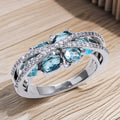 Japanese Romantic Sweet Double Layer Geometric Ring, Vintage X Shape Hollow Out Finger Jewelry view 2