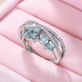 Japanese Romantic Sweet Double Layer Geometric Ring, Vintage X Shape Hollow Out Finger Jewelry view 3