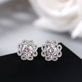 Gorgeous Micro Pave Zircon Flower Stud Earrings For Women Small Daily Commuter Jewelry view 1