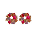 Chic Alloy Rhinestone Irregular Geometric Round Stud Earrings For Women view 5