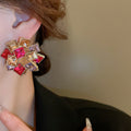 Chic Alloy Rhinestone Irregular Geometric Round Stud Earrings For Women view 3