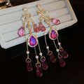 Chic Geometric Artificial Crystal Tassel Drop Earrings With Rhinestone Silver-Tone Posts For Women view 2