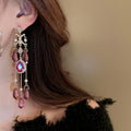 Chic Geometric Artificial Crystal Tassel Drop Earrings With Rhinestone Silver-Tone Posts For Women view 3