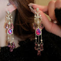 Chic Geometric Artificial Crystal Tassel Drop Earrings With Rhinestone Silver-Tone Posts For Women view 1