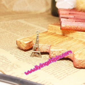 Double-Sided Tower Alloy Charm Pendant with Star Detail, 29x13mm