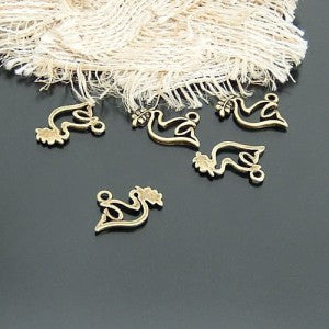 Alloy Peace Dove Charm Pendant 17x10mm for DIY Jewelry