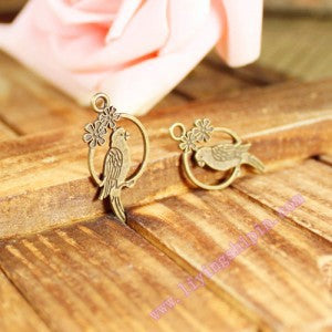 28x15mm Double-Sided Alloy Parrot Charm Pendant