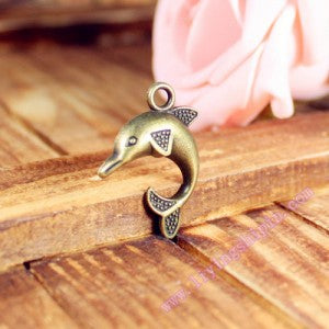 32x22mm Single-Sided Alloy Dolphin Charm Pendant