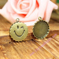 20mm Smiley Bottle Cap Charm Bezel Setting in Alloy