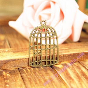 Vintage Alloy Birdcage Charm Pendant 42x27mm