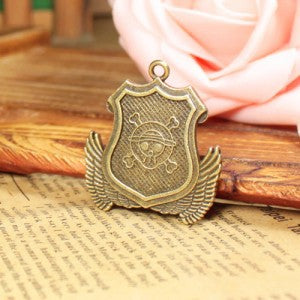 Alloy Skull Badge Charm Pendant 36x33mm for DIY Jewelry