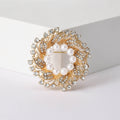 Alloy Pearl Rhinestone Floral Wreath Brooch Pin For Womens Apparel view 4