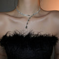 Sweet Cool Double Layer Cubic Zirconia Waterdrop Choker Necklace With Geometric Round Pendant view 1