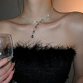 Sweet Cool Double Layer Cubic Zirconia Waterdrop Choker Necklace With Geometric Round Pendant view 4