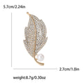 Fashion Alloy Rhinestone Pearl Leaf Brooch For Suit Jackets view 6