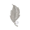 Fashion Alloy Rhinestone Pearl Leaf Brooch For Suit Jackets view 5