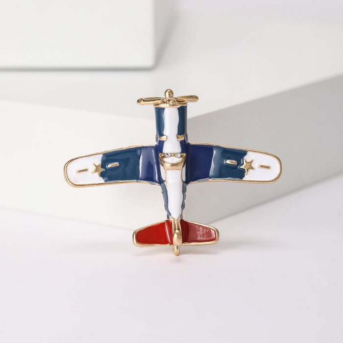 Alloy Enamel Airplane Brooch Russian Style Unisex Lapel Badge