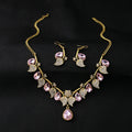 Vintage Ethnic Rhinestone Leaf Tassel Jewelry Set For Women Collarbone Chain Pendant Necklace Set view 4