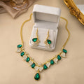 Vintage Ethnic Rhinestone Leaf Tassel Jewelry Set For Women Collarbone Chain Pendant Necklace Set view 2