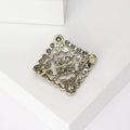 Alloy Square Flower Brooch With Green Floral Lapel Pin view 3