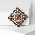 Alloy Square Flower Brooch With Green Floral Lapel Pin view 2