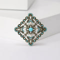 Alloy Square Flower Brooch With Green Floral Lapel Pin view 5