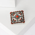 Alloy Square Flower Brooch With Green Floral Lapel Pin view 4