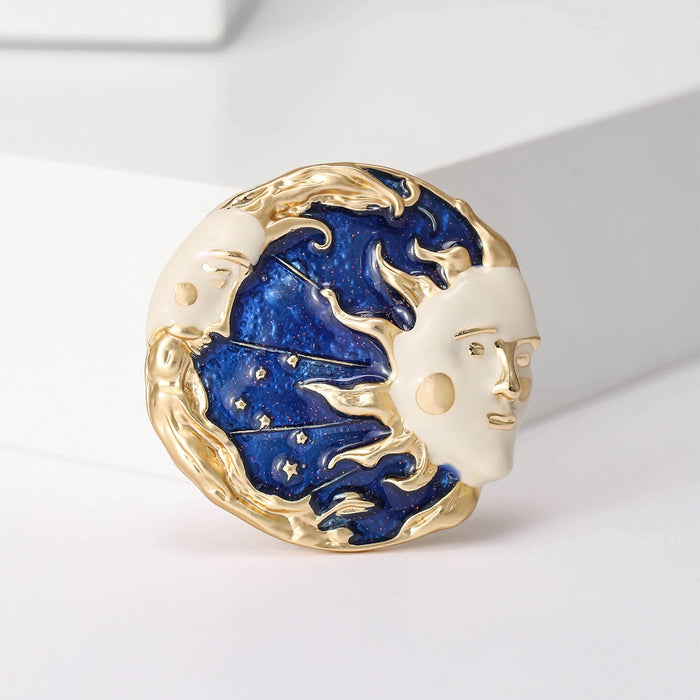 Alloy Enamel Sun Moon Brooch For Suit Lapel Decoration