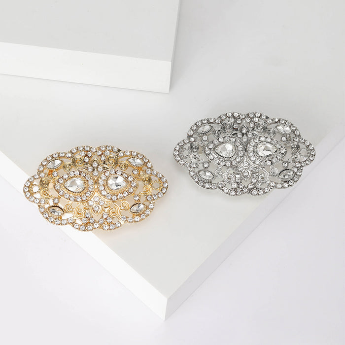 Hollow Alloy Rhinestone Pattern Brooch For Coat And Apparel Decoration