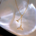 Gold Plated Alloy Double Fishtail Tassel Necklace, Minimalist Light Luxury Choker For Women view 2